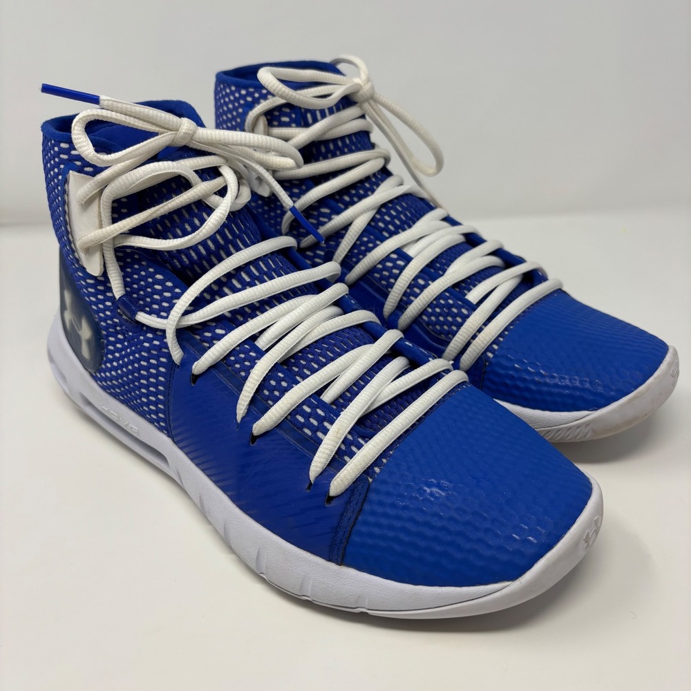 Under Armour HOVR Havoc Basketball Shoes Royal Blue White High Top 9 3020617-400